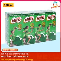 Sữa Ca Cao MILO (Lốc 4 Hộp 180ml)